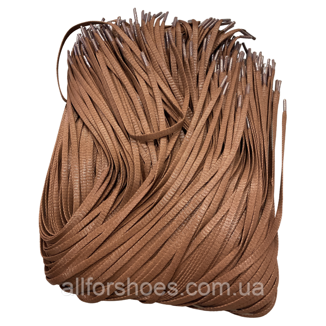 Шнурки для взуття восковані плоскі коричневі