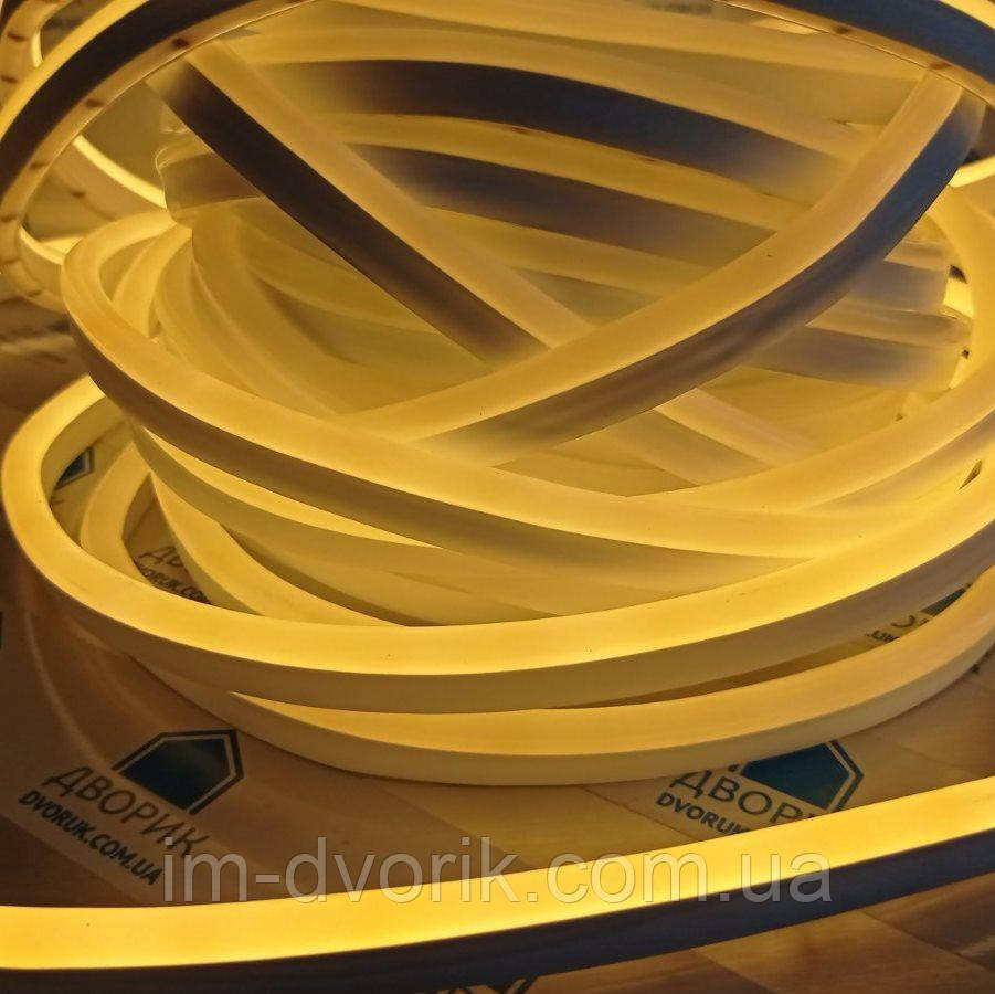Неон LED світлодіодний NEON теплий білий 3000К 120led 2835 12V 12W / m IP65 8 * 16mm, фото 1