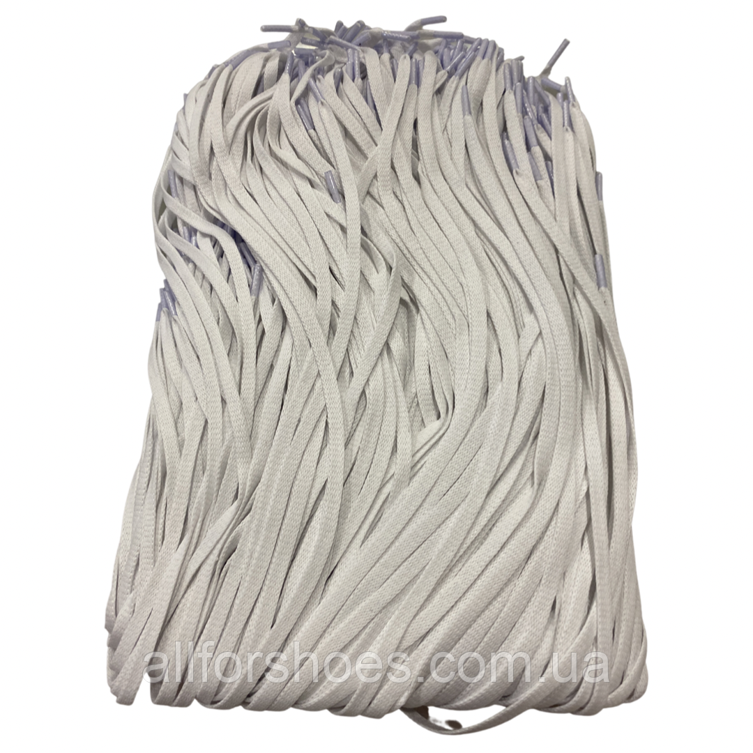 Шнурки для взуття восковані білі плоскі