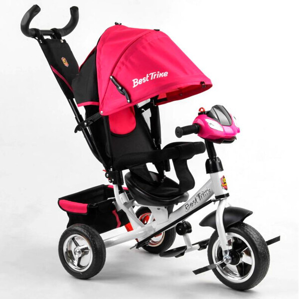 Велосипед трехколесный с ручкой для девочки Best Trike колеса пена 1-3 года Розовый (58556)