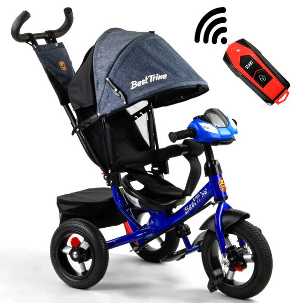 Велосипед-коляска детский трехколесный с ручкой Best Trike надувные колеса (58567)