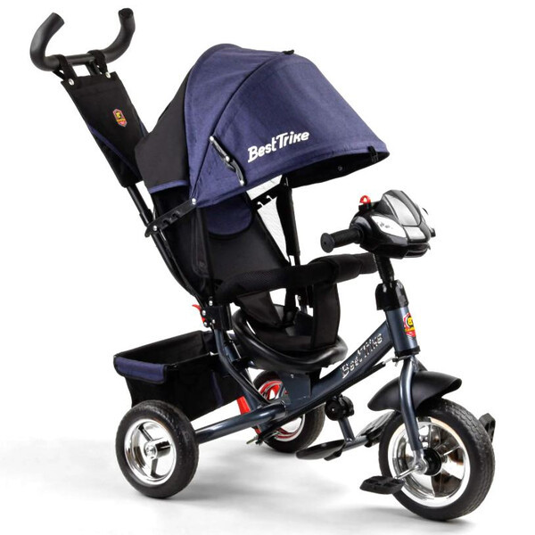 Велосипед детский трехколесный с фарой и ручкой Best Trike колеса пена 1-3 года Синий (58571)