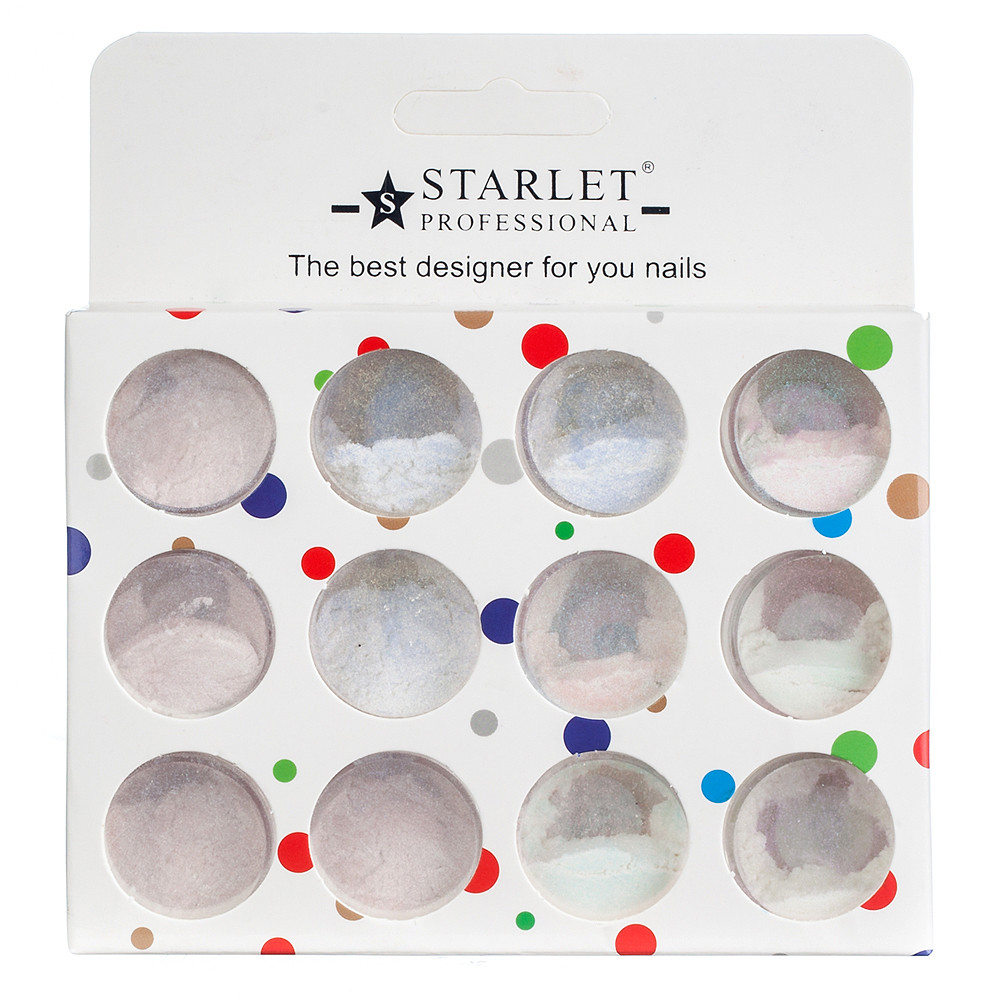 Перламутрова пудра для втирки набір Starlet Professional, 12 шт.