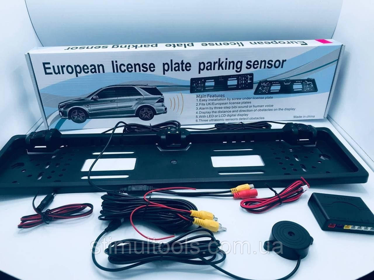 Рамка номера з камерою заднього огляду та парктроніком, фото 1