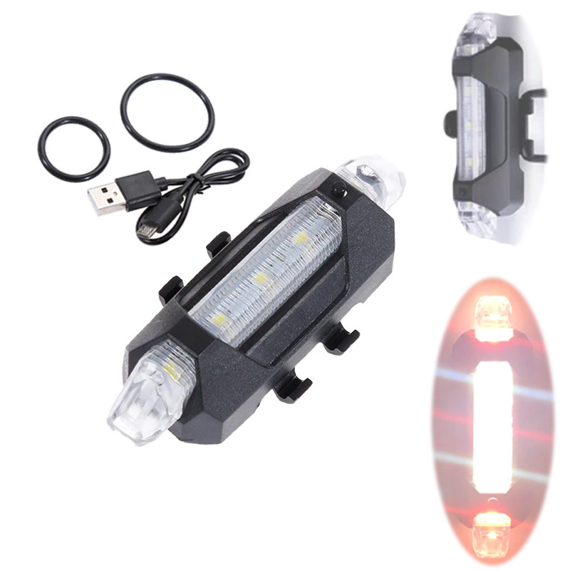 Ліхтар велосипедний задній акумуляторний велоліхтар, біле+червоне світло, фото 1