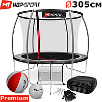Батуты детские и для взрослых Hop-Sport Premium 305 см. Черно-серый с внутренней сеткой / + подарунки