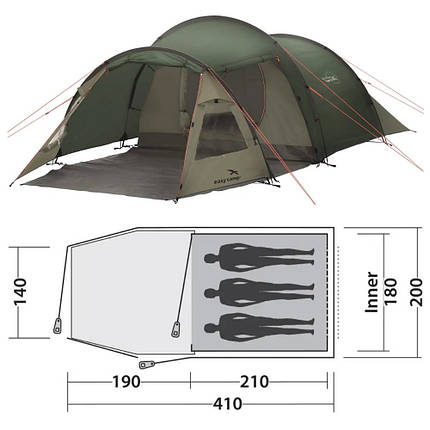 Намет тримісний Easy Camp Spirit 300 Rustic Green (120397), фото 1