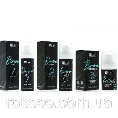 Набір складів для брів InLei (BROW LIFT1, BROW LOCK2, BROW BOMBER3) у баночках, фото 1