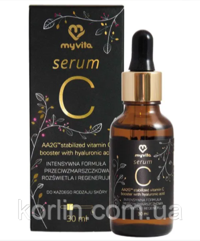 Сироватка Для Обличчя Вітамін C + Гіалуронова кислота Serum C 30 мл MyVita Польща Доставка з ЄС
