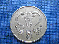 Монета 5 центов Кипр 1988 1991 1992 1998 фауна бык 4 даты цена за 1 монету
