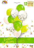 Набор шаров агат с конфетти зелёный, 12 шт