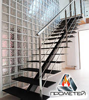 Прямые лестницы из металла на монокосоуре - для дома на второй этаж