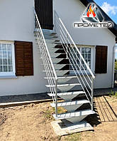 Прямые лестницы из металла на монокосоуре уличные, для дачи и возле дома