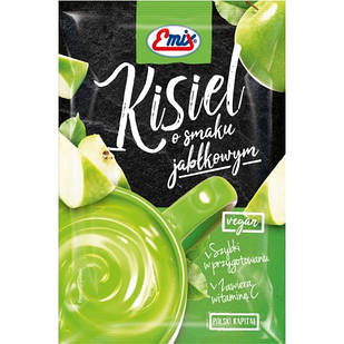 Кисіль зі смаком яблука з вітаміном С у пакетику 40 г Emix, Польща, швидкого приготування, порошок