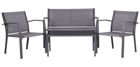 Комплект садових меблів AMF Camaron диванчик-софа+вуличні крісла 2 шт + журнальний столик темно-сірий