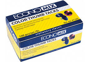Кнопки Economix кольорові 100шт в картонній коробці