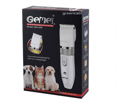 Машинка Gemei GM-634 акумуляторна для грумінгу стриження волосся шерсті тварин групмер + насадки, фото 1