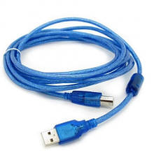 Кабель USB 2.0 RITAR AM / BM, 10m, 1 ферит, прозорий синій