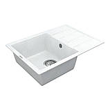 Мийка кварцова VANKOR Easy EMP 02.62 White stone сифон автомат, фото 2