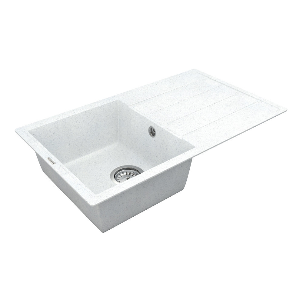 Мийка кварцова VANKOR Easy EMP 02.76 White stone сифон автомат, фото 1