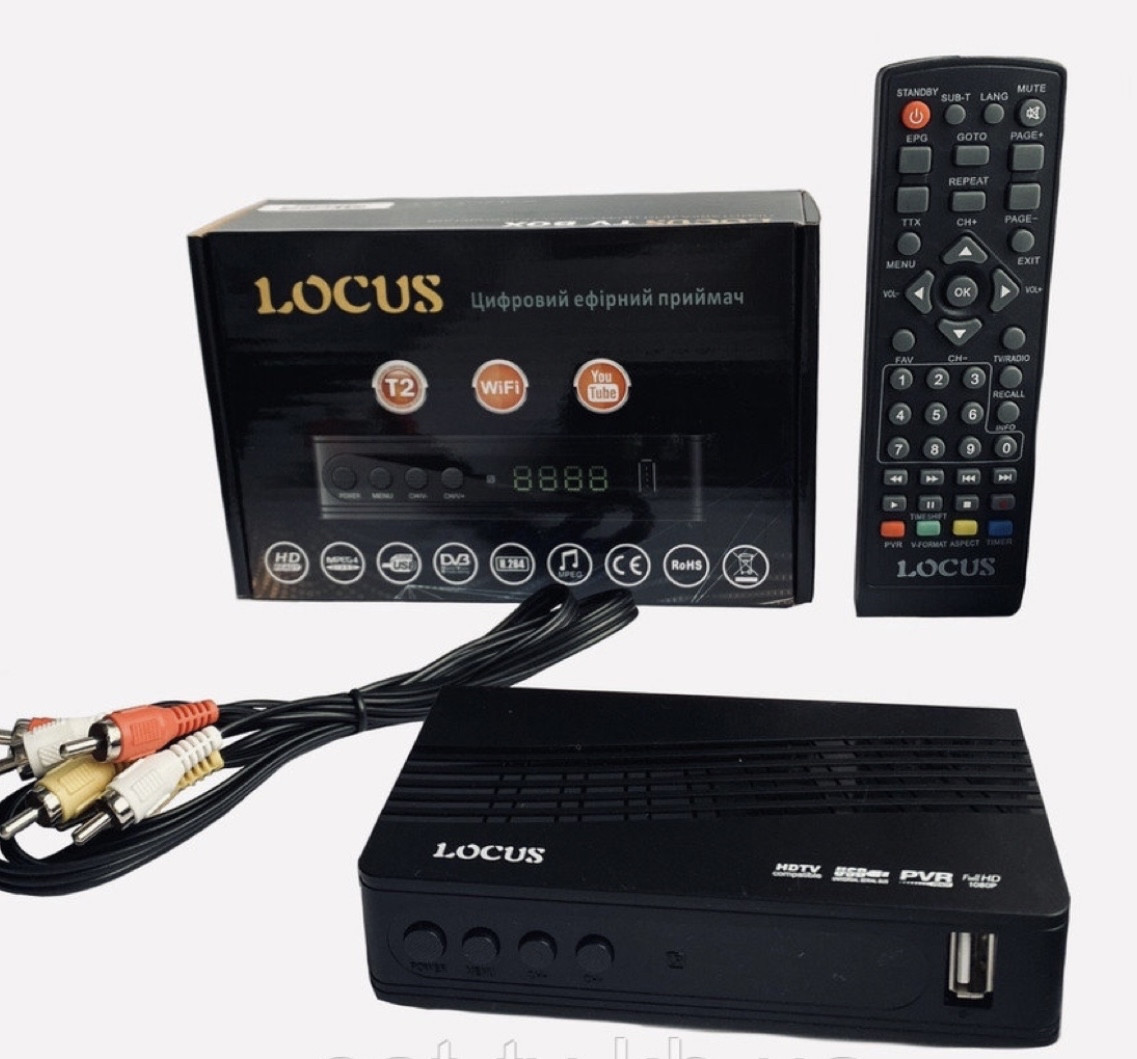Приставка — Ресивер цифровий ефірний DVB-T2 тюнер — LOCUS 08 (DVB-C/T2, АС3, Youtube, IPTV player, Megogo)