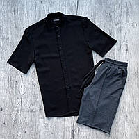 Комплект мужской Шорты + Рубашка CLOSE бело-серый | Костюм мужской летний повседневный ЛЮКС качества, фото 4