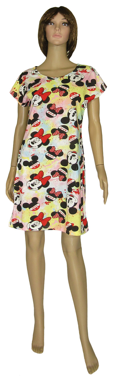 Сукня жіноча літня трикотажна 21024 Mikki / Minnie котон Кремова з різнокольоровим