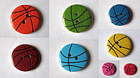 Пуговица деревянная, декоративная. Баскетбольный мяч, 20 мм