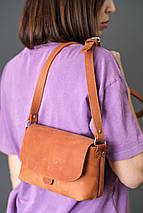 Жіноча шкіряна сумка Італійка, натуральна Вінтажна шкіра, колір коричневый, відтінок Коньяк, фото 2