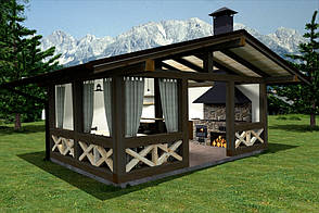 Альтанка 6,0х4,0м з барбекю та літньою кухнею Modern Gazebo 08 від виробника Thermowood Production