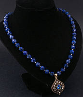 Комплект ожерелье и серьги из натурального камня лазурит из коллекции Восточный колорит "Синева небес"