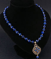 Комплект ожерелье и серьги "Лазурь" из натурального камня лазурит из коллекции Восточный колорит.