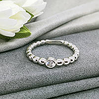 Серебряное кольцо тоненькое с камнем