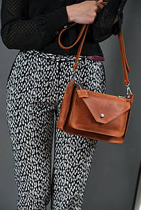 Жіноча сумка Амелія з натуральної шкіри колір Коньяк