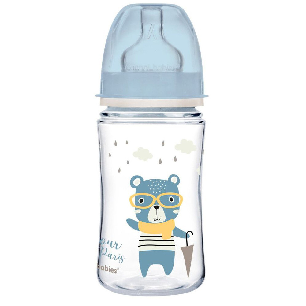 Пляшка антиколікова блакитна 240 мл Canpol Babies Easystart Bonjour Paris (5901691844377)
