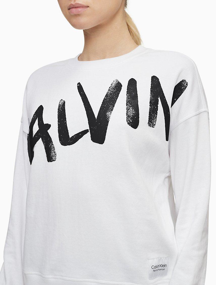 Жіночий світшот CALVIN KLEIN Performance Brush Logo Crewneck Sweatshirt ОРИГІНАЛ (розмір xs, s) білий