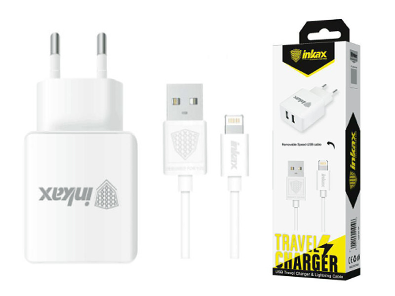 Зарядний пристрій 220В з кабелем USB - Lightning Inkax (уп. 20шт) 200шт CD-01-IP-i5