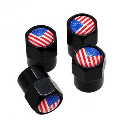 Ковпачки на ніпель із прапором США Alitek Short Black Flag USA (4 шт.), фото 1