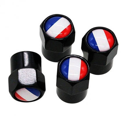 Ковпачки на ніпель з прапором Франції Alitek Short Black Flag France, 4 шт, фото 2
