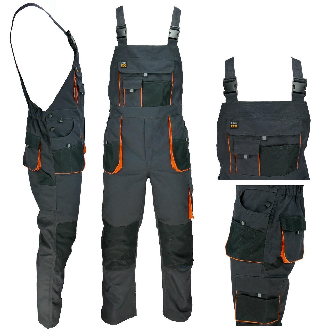Напівкомбінезон робочий штани захисні на лямках з кишенями спецодяг FORECO, робочий напівкомбінезон