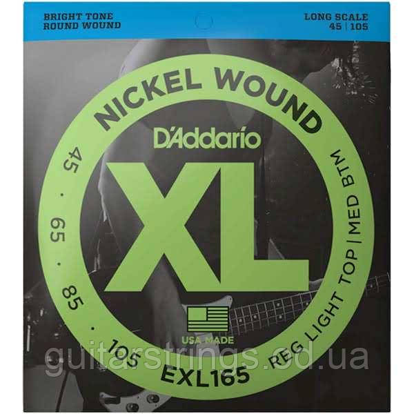 Струни D'Addario EXL165 Regular Light Top/Medium Bottom 45-105, фото 1
