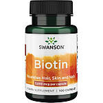 Біотин для зростання і зміцнення волосся, Biotin, Swanson, 5 мг, 100 капсул