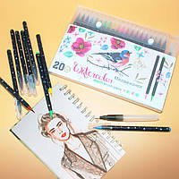 Акварельные маркеры для скетчинга с кисточкой 20 цветов Детский набор для рисования художественные маркеры