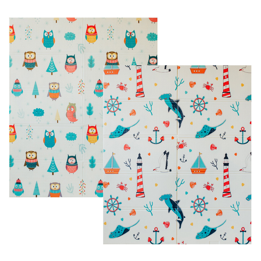 Дитячий двосторонній килимок POPPET "Морський сезон і Зимові совушки" (200х180 см). POPPET PP007-200