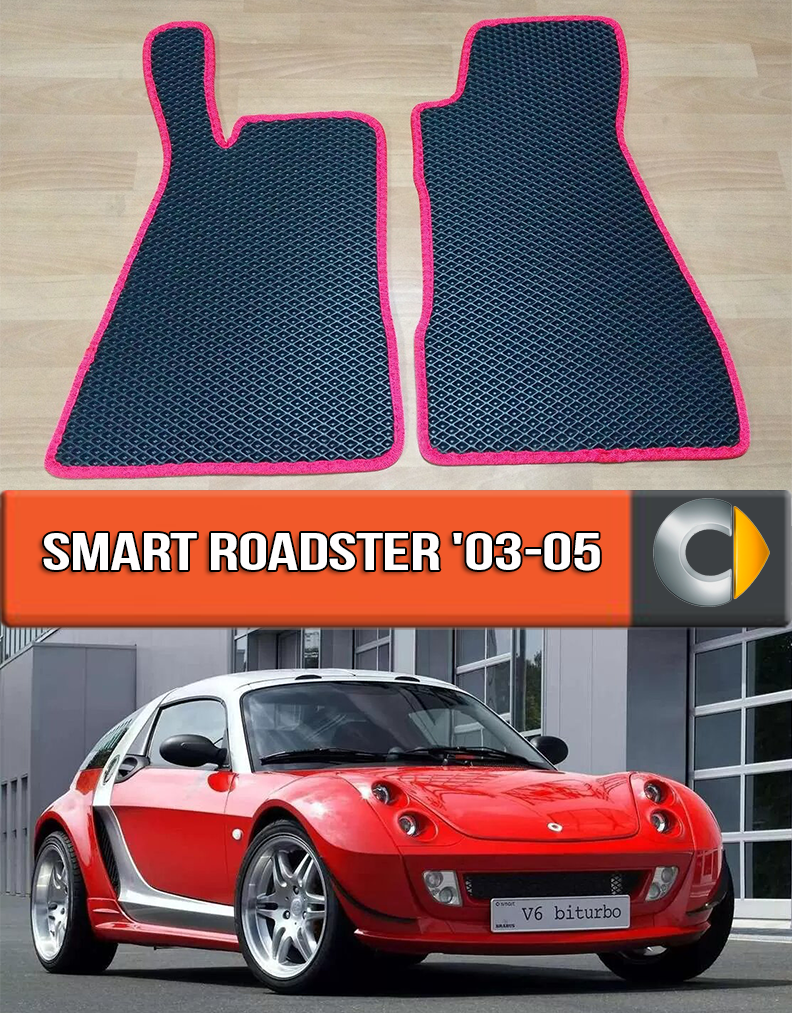 ЄВА килимки Смарт Родстер 2003-2005. EVA гумові килими на Smart Roadster