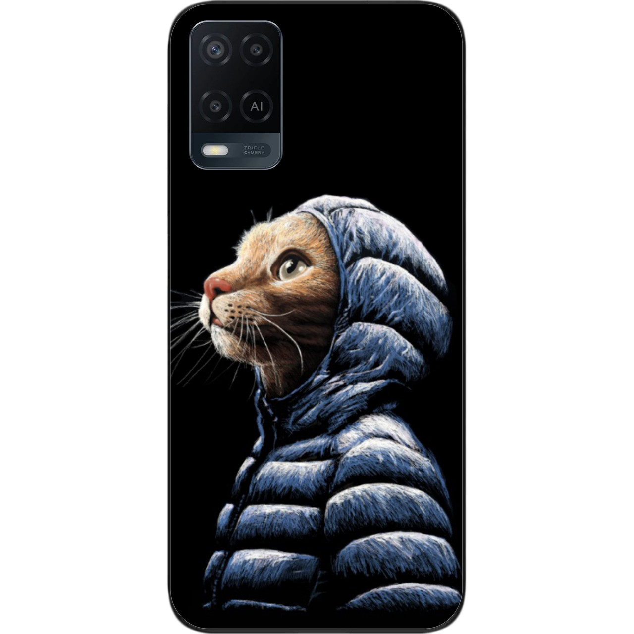 Бампер силіконовий чохол для OPPO A54 з картинкою Кіт у куртці, фото 1