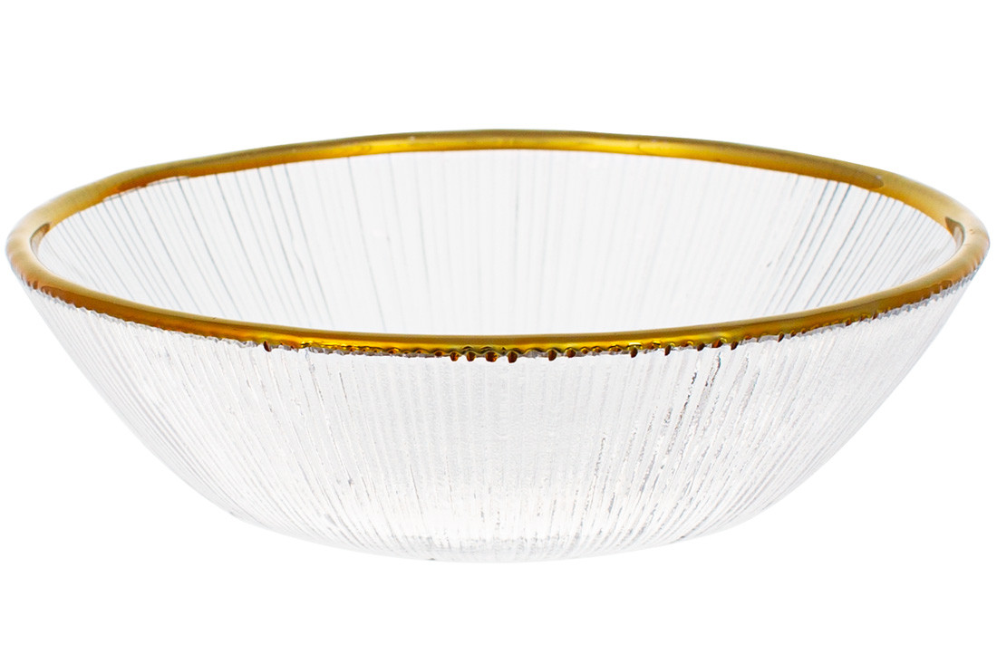 Піала скляна 13 см із золотим кантом (5015)