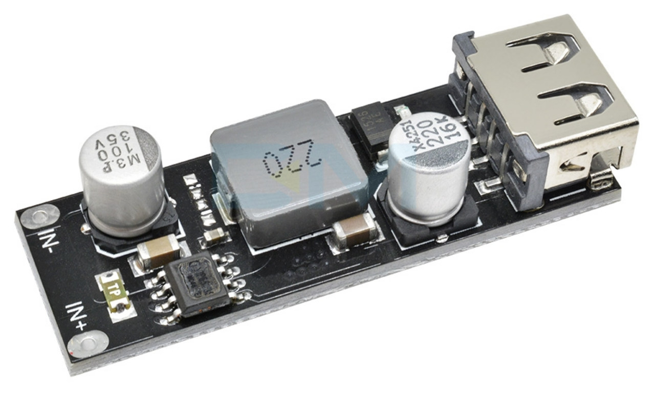 Понижуючий перетворювач USB DC-DC 8-32В на 5В 3А, фото 2 Понижуючий перетворювач USB DC-DC 8-32В на 5В, фото 1