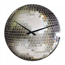 Настінно-настільний годинник круглий маленький у вигляді дзеркального диско кулі "Disco" Ø20 см