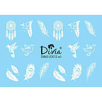 Наклейки для ногтей Divia водная 3D контурная Di863 Украшения бусы серьги D-012.w